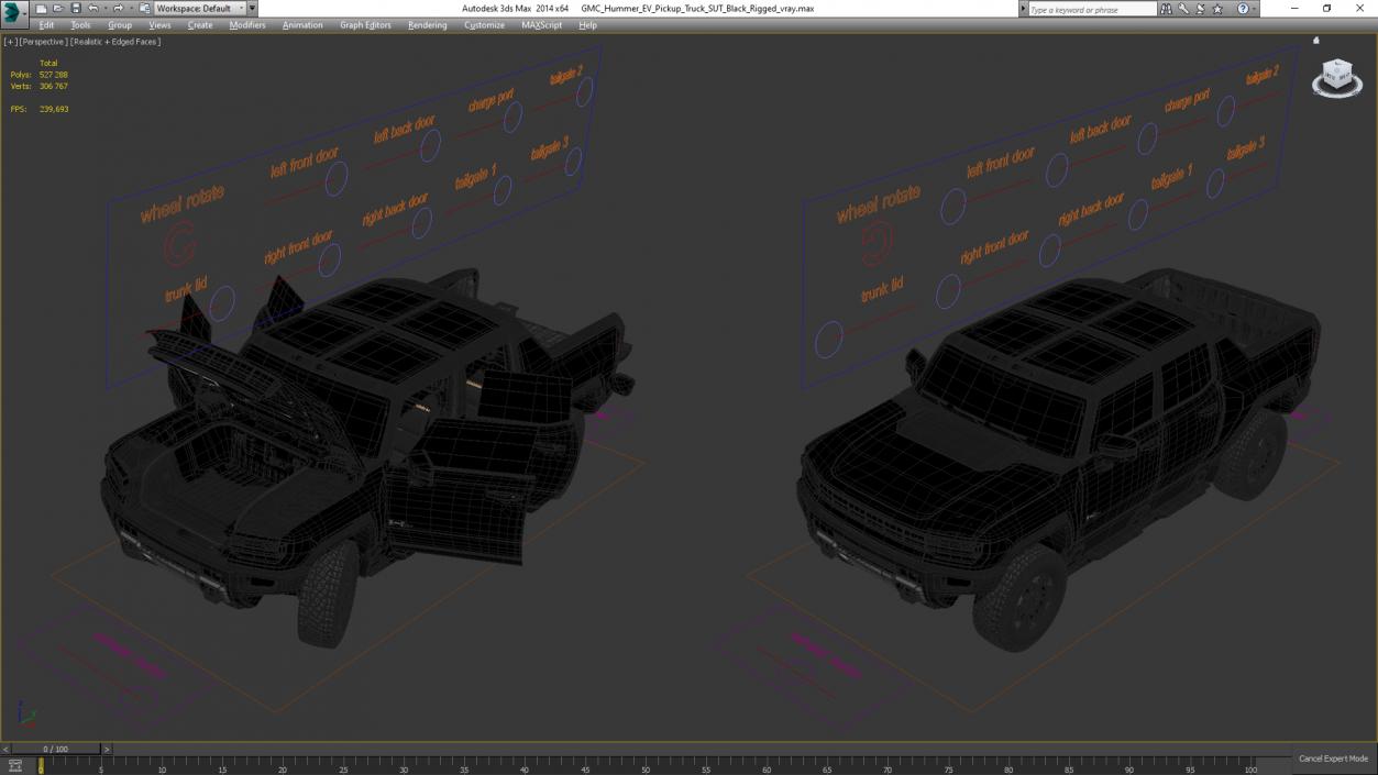 3D GMC Hummer EV Pickup Truck SUT Black Rigged model