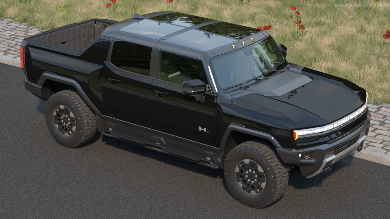 3D GMC Hummer EV Pickup Truck SUT Black Rigged model