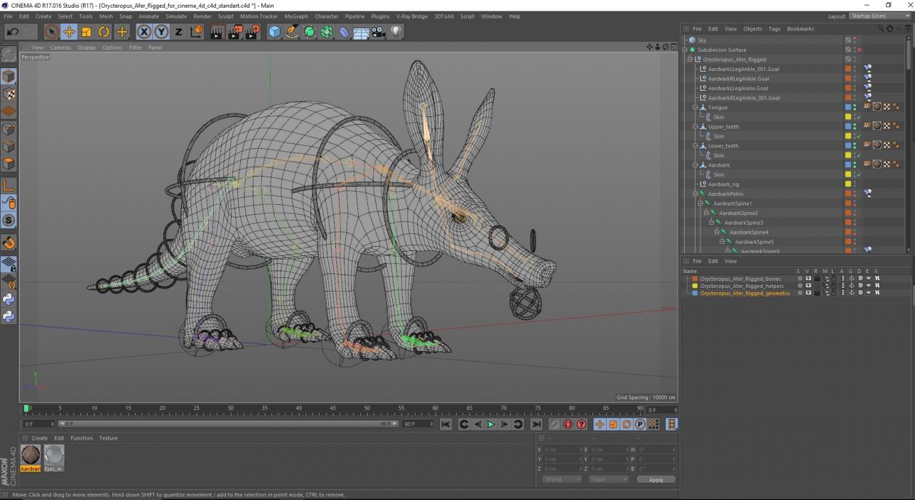 Orycteropus Afer Rigged for Cinema 4D 3D