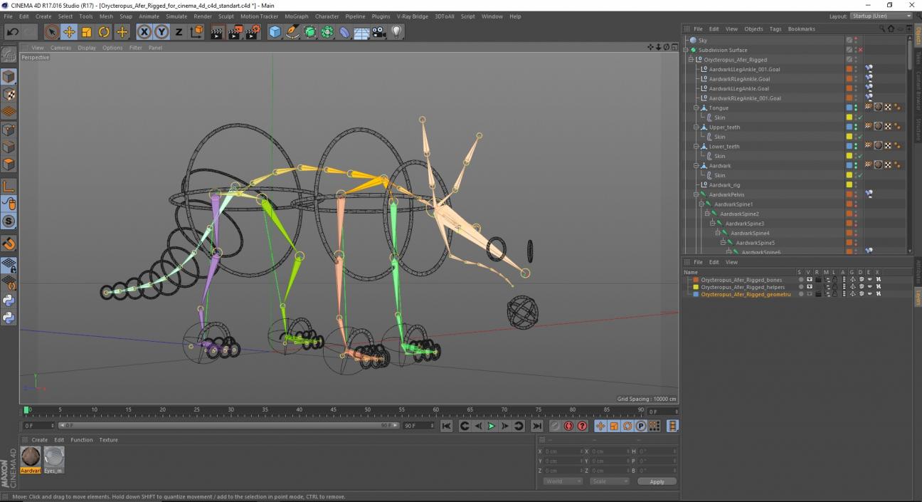 Orycteropus Afer Rigged for Cinema 4D 3D