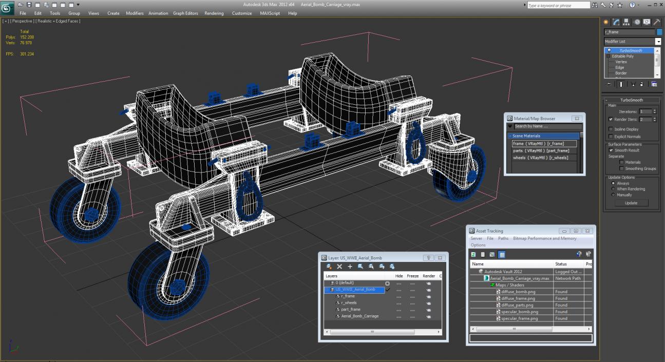 3D model Aerial Bomb Carriage