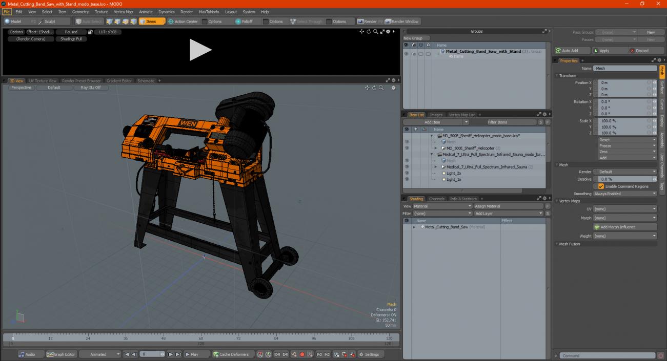 3D Metal Cutting Band Saw with Stand model