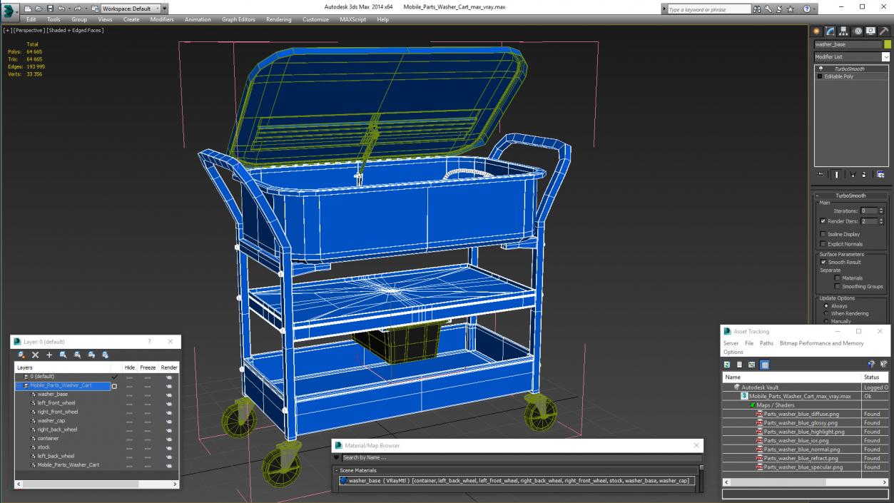 Mobile Parts Washer Cart 3D model