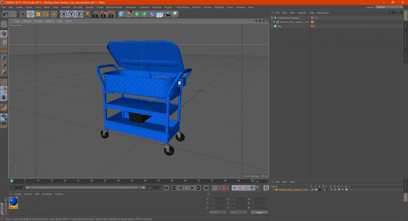 Mobile Parts Washer Cart 3D model