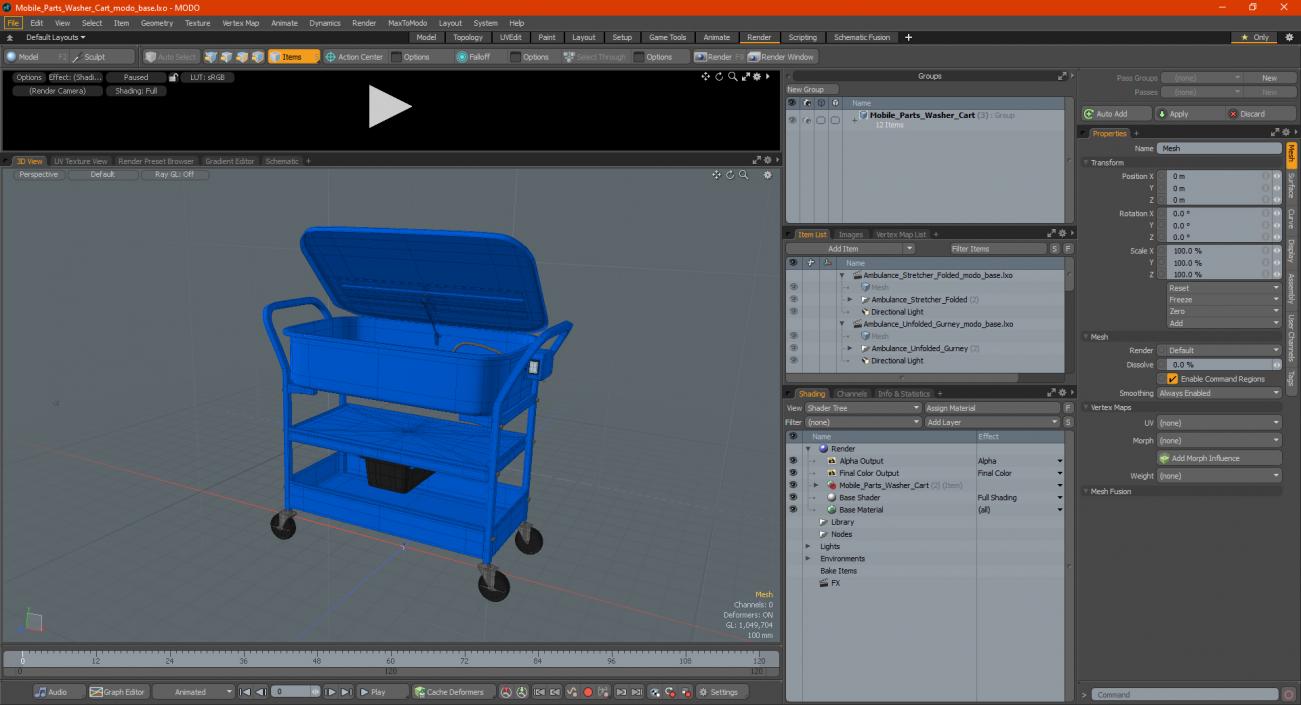 Mobile Parts Washer Cart 3D model