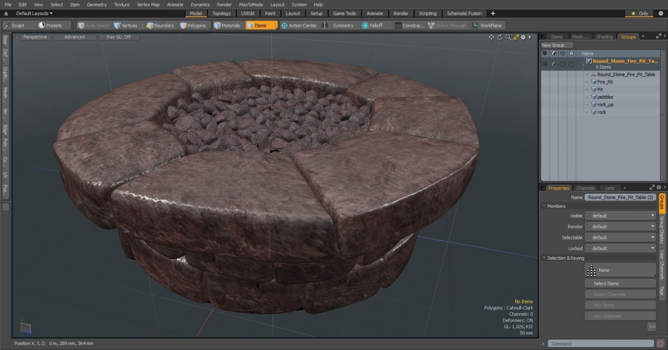 3D Round Stone Fire Pit Table