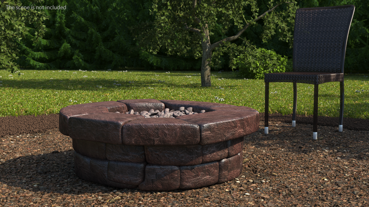 3D Round Stone Fire Pit Table