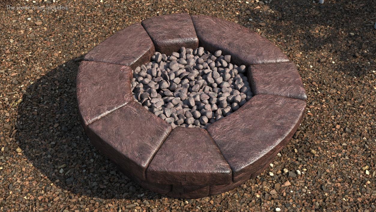 3D Round Stone Fire Pit Table