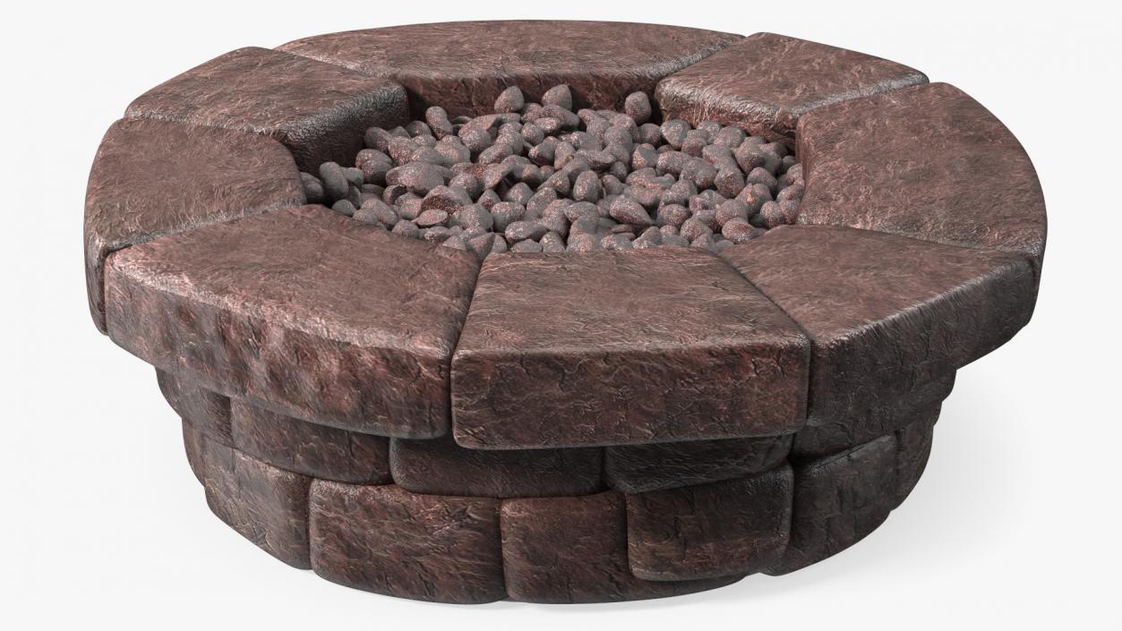 3D Round Stone Fire Pit Table