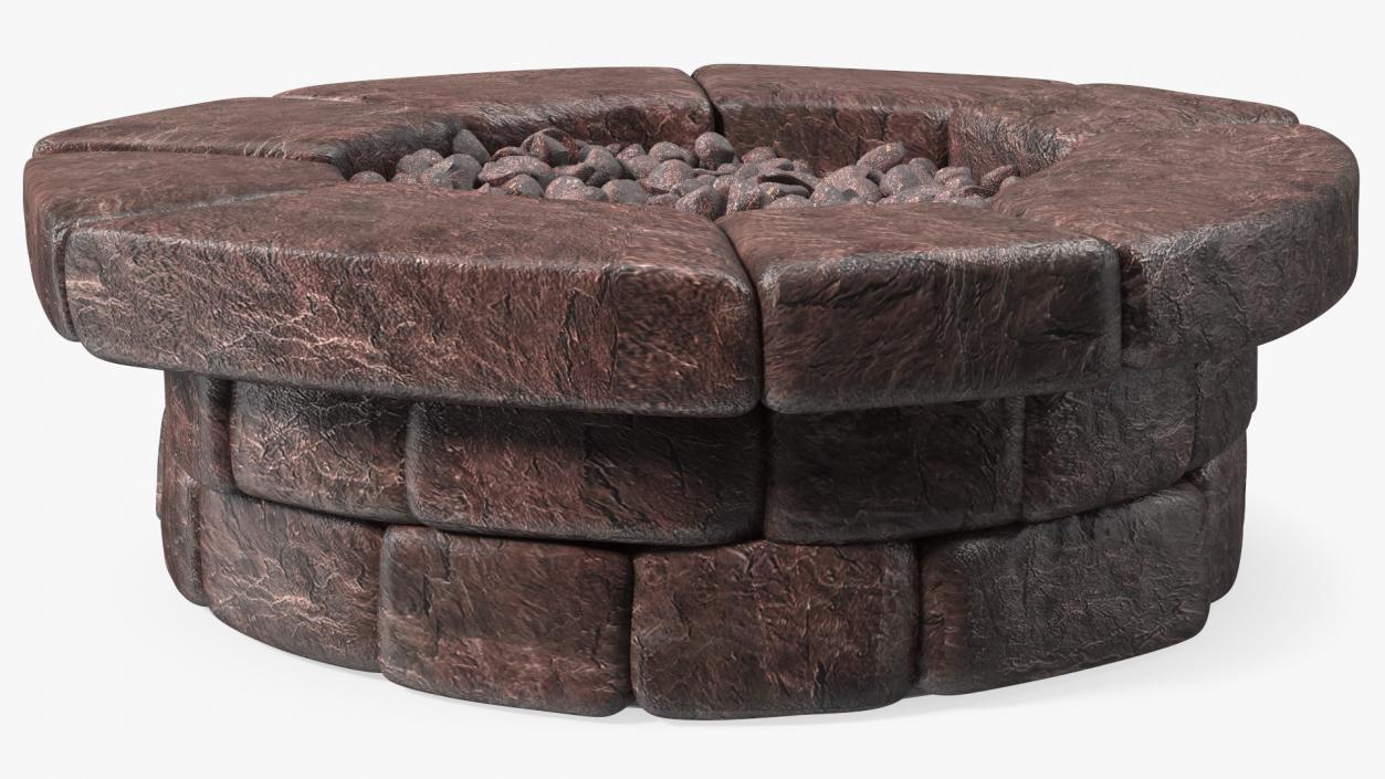 3D Round Stone Fire Pit Table