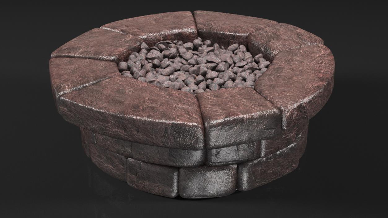 3D Round Stone Fire Pit Table