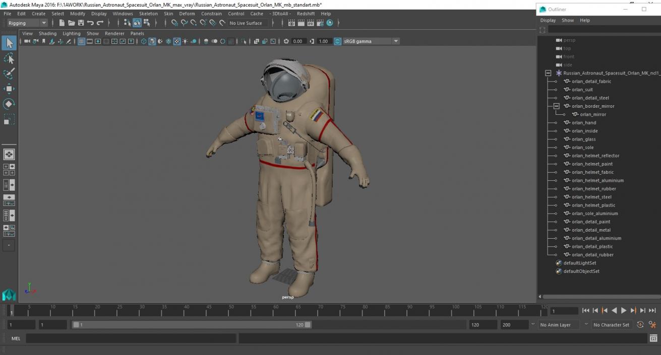 3D Russian Astronaut Spacesuit Orlan MK