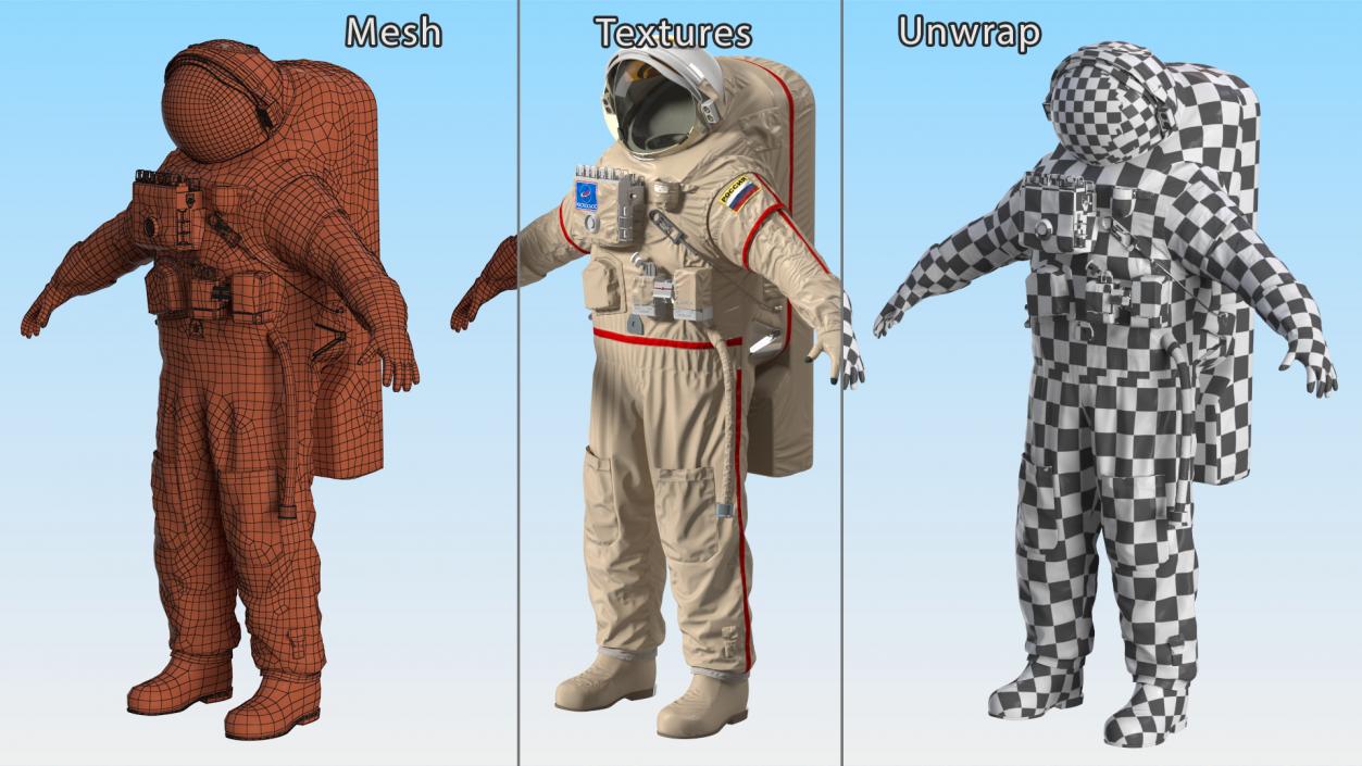 3D Russian Astronaut Spacesuit Orlan MK