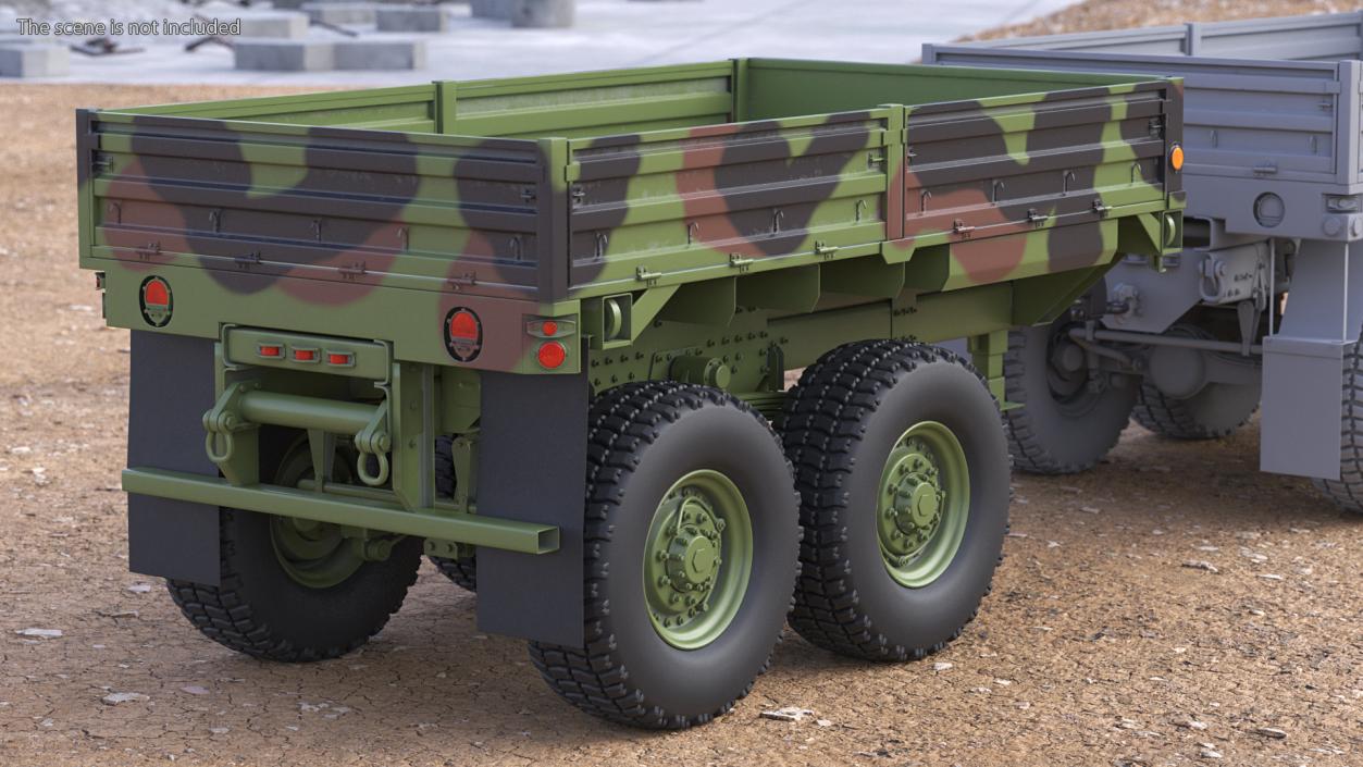 Military Drop Side Cargo Trailer M1095 Camouflage 3D model