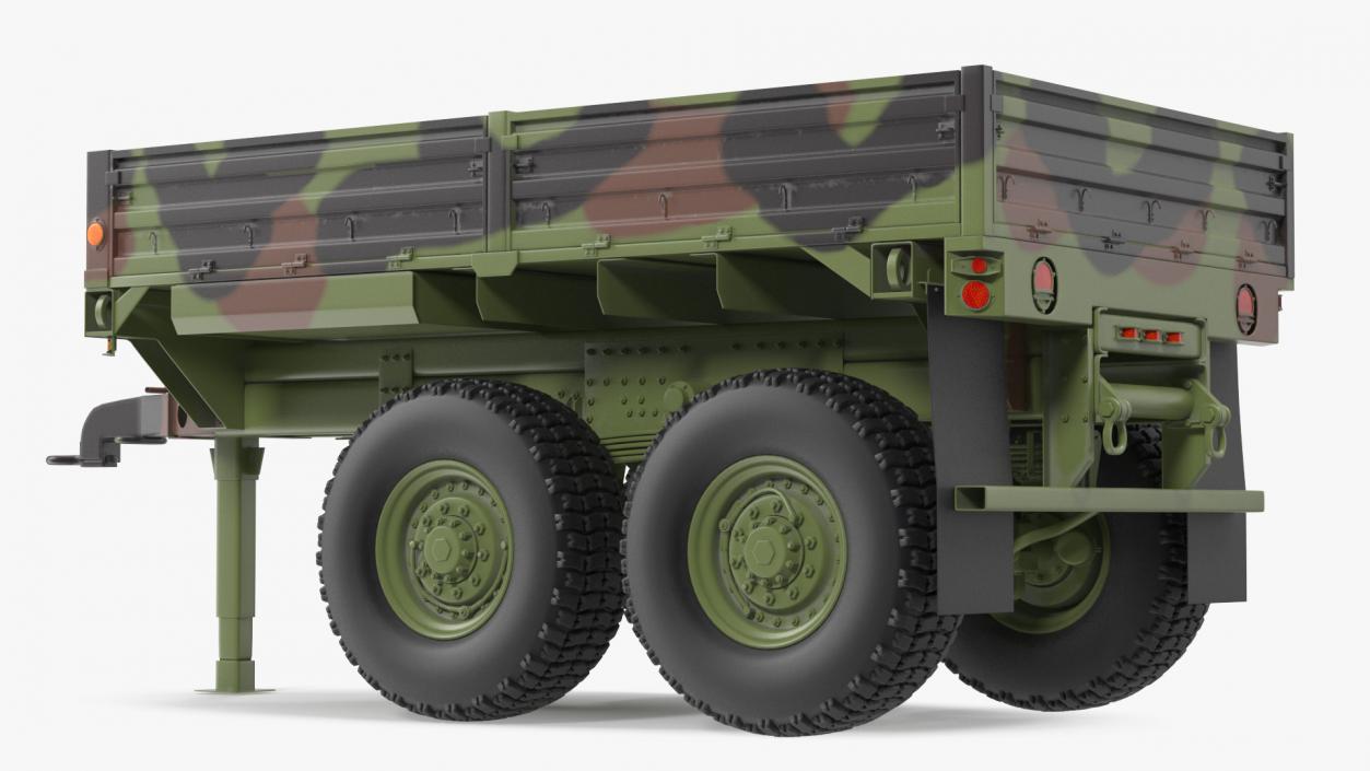 Military Drop Side Cargo Trailer M1095 Camouflage 3D model