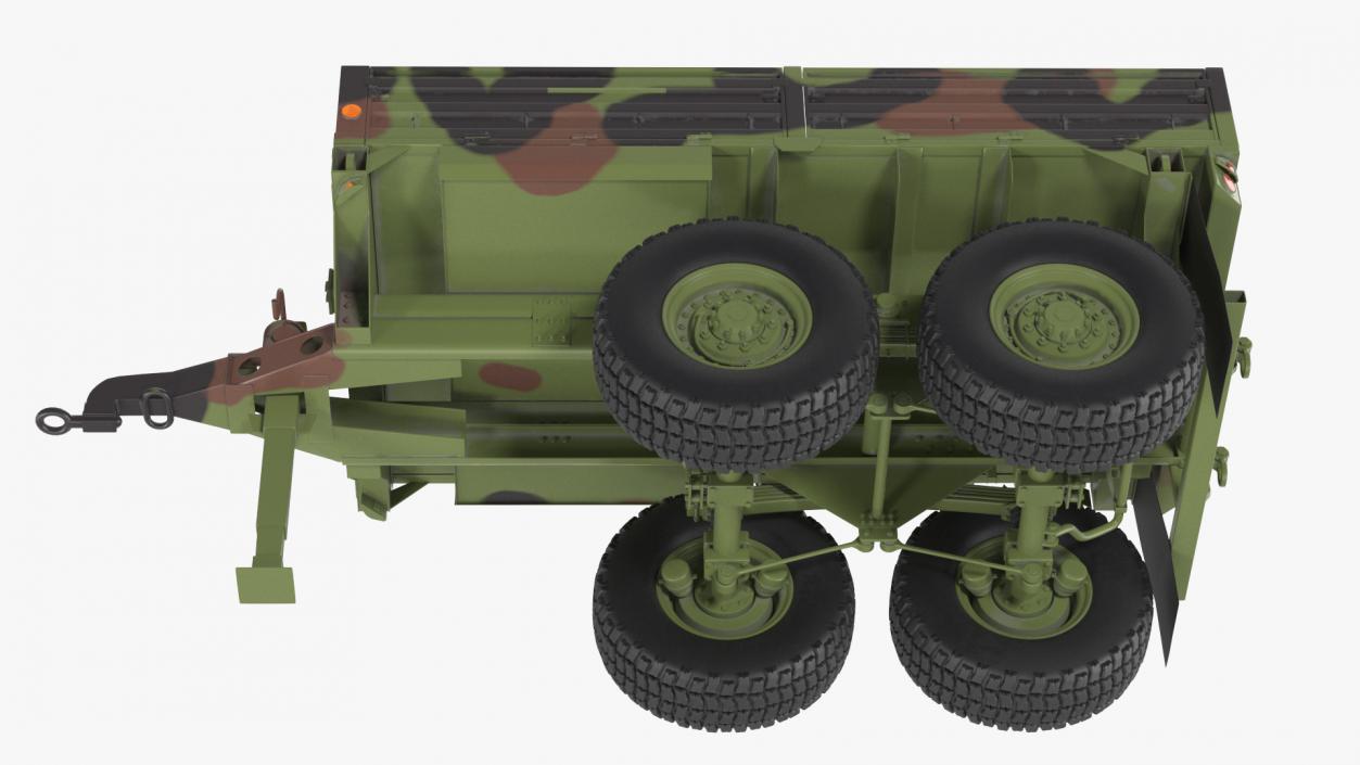 Military Drop Side Cargo Trailer M1095 Camouflage 3D model