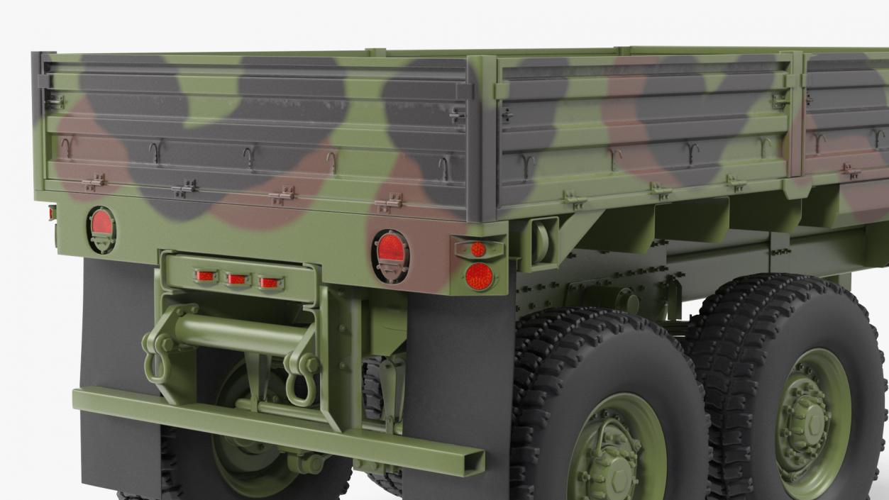 Military Drop Side Cargo Trailer M1095 Camouflage 3D model