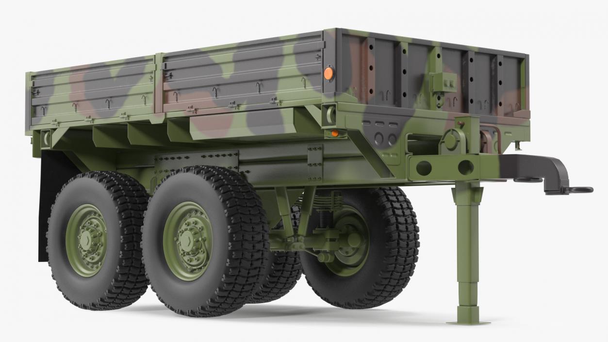 Military Drop Side Cargo Trailer M1095 Camouflage 3D model