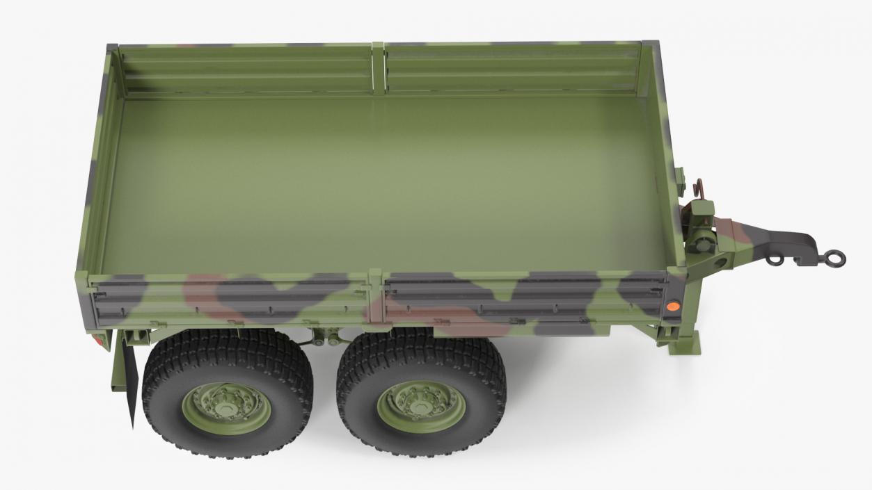 Military Drop Side Cargo Trailer M1095 Camouflage 3D model