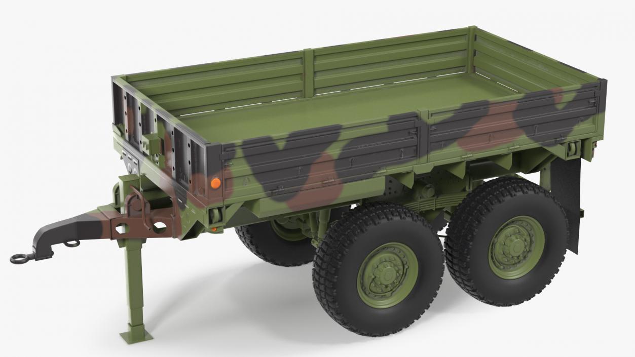 Military Drop Side Cargo Trailer M1095 Camouflage 3D model