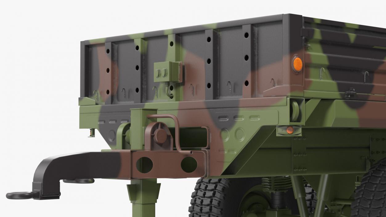 Military Drop Side Cargo Trailer M1095 Camouflage 3D model