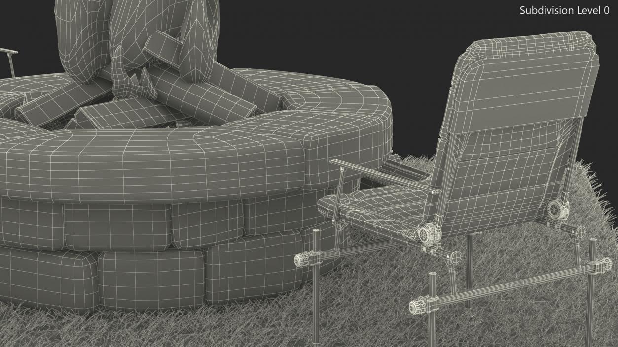 3D model Outdoor Bonfire with Camping Chairs