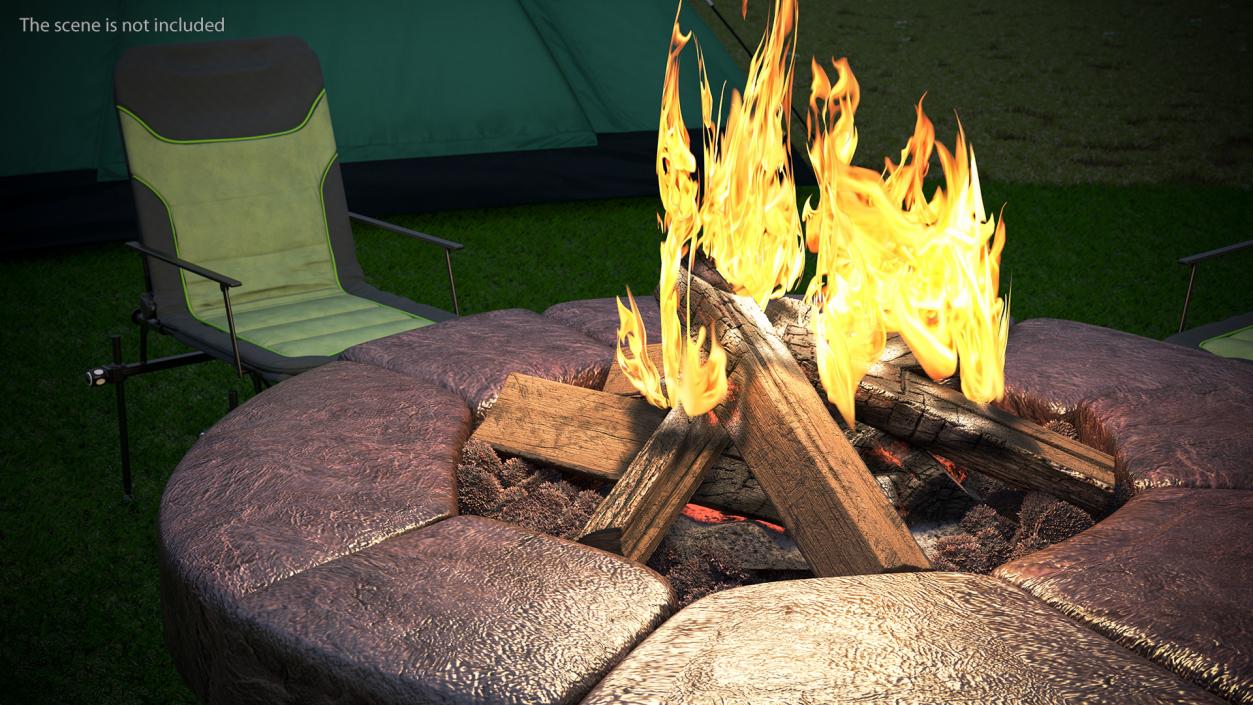 3D model Outdoor Bonfire with Camping Chairs