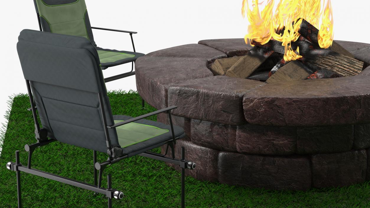 3D model Outdoor Bonfire with Camping Chairs