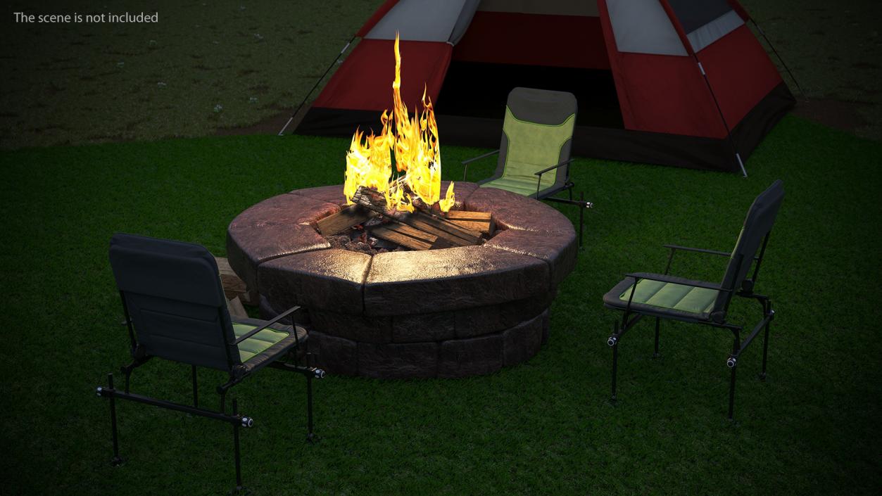 3D model Outdoor Bonfire with Camping Chairs