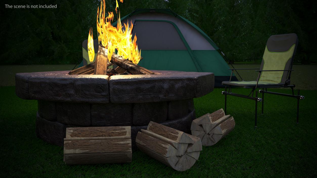 3D model Outdoor Bonfire with Camping Chairs