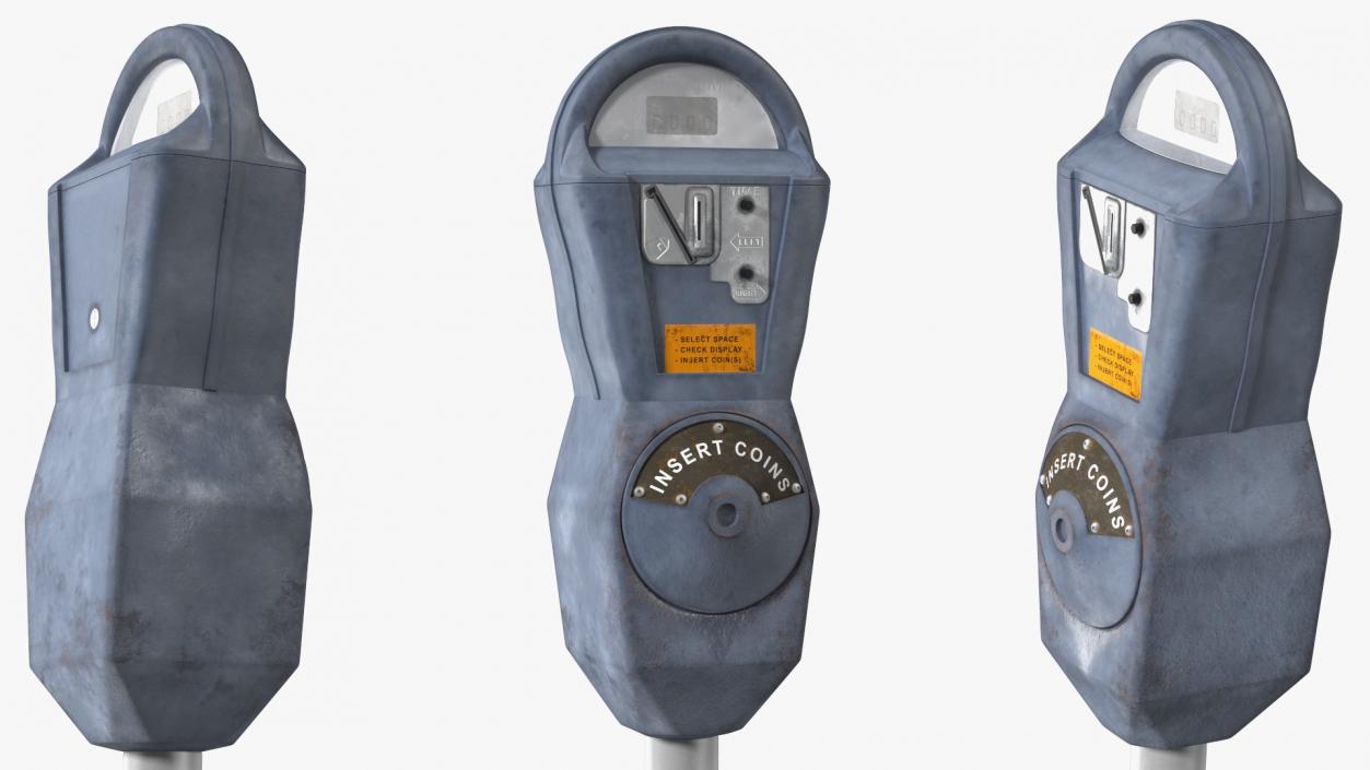 Digital Parking Meter with Sign Dirty 3D