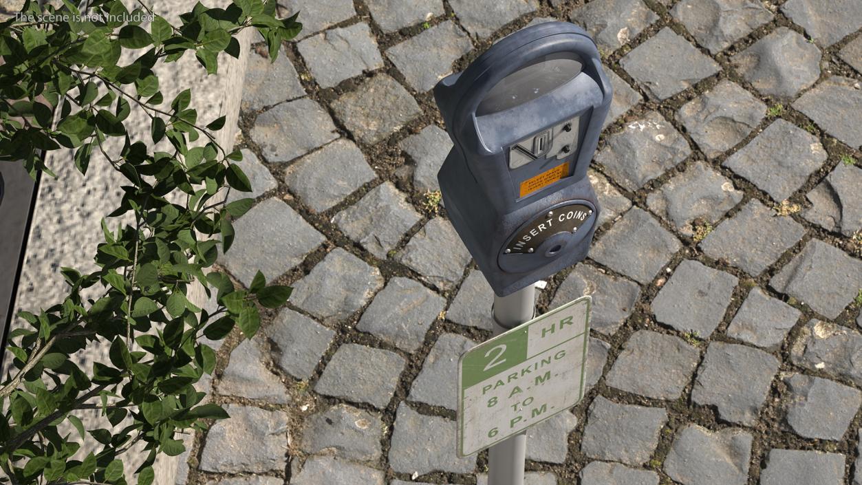 Digital Parking Meter with Sign Dirty 3D