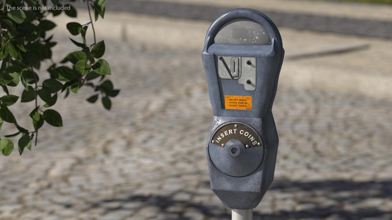 Digital Parking Meter with Sign Dirty 3D