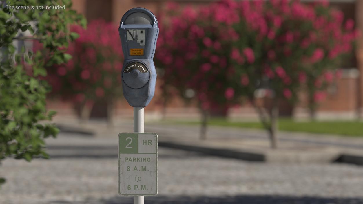 Digital Parking Meter with Sign Dirty 3D