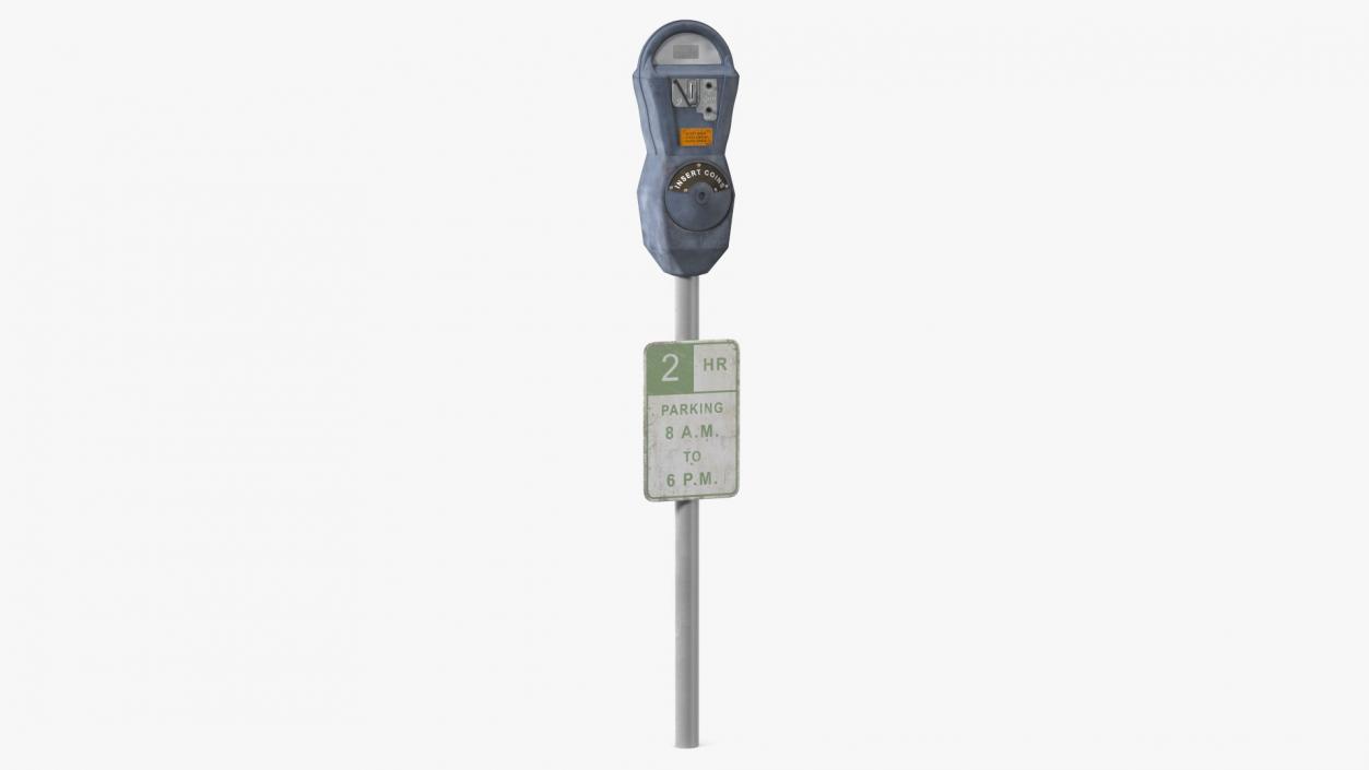 Digital Parking Meter with Sign Dirty 3D