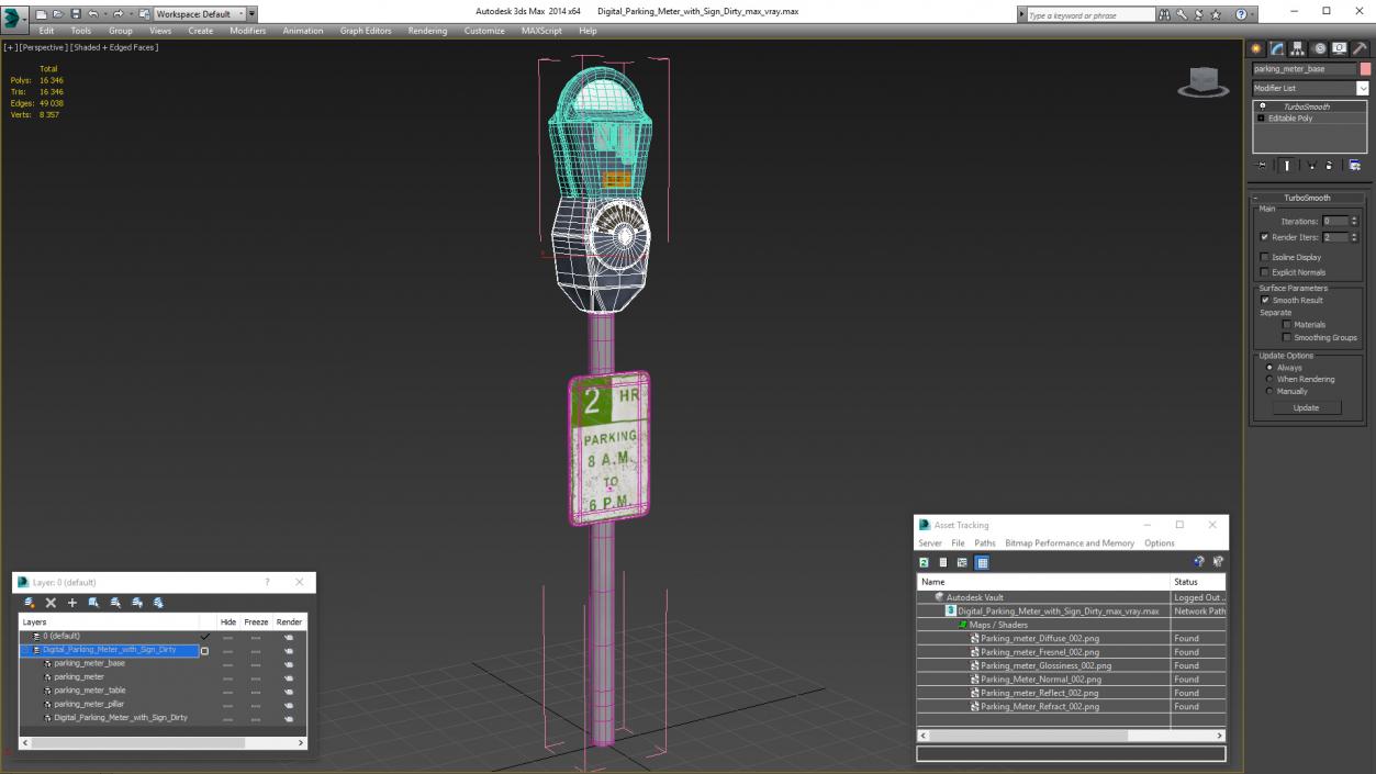 Digital Parking Meter with Sign Dirty 3D