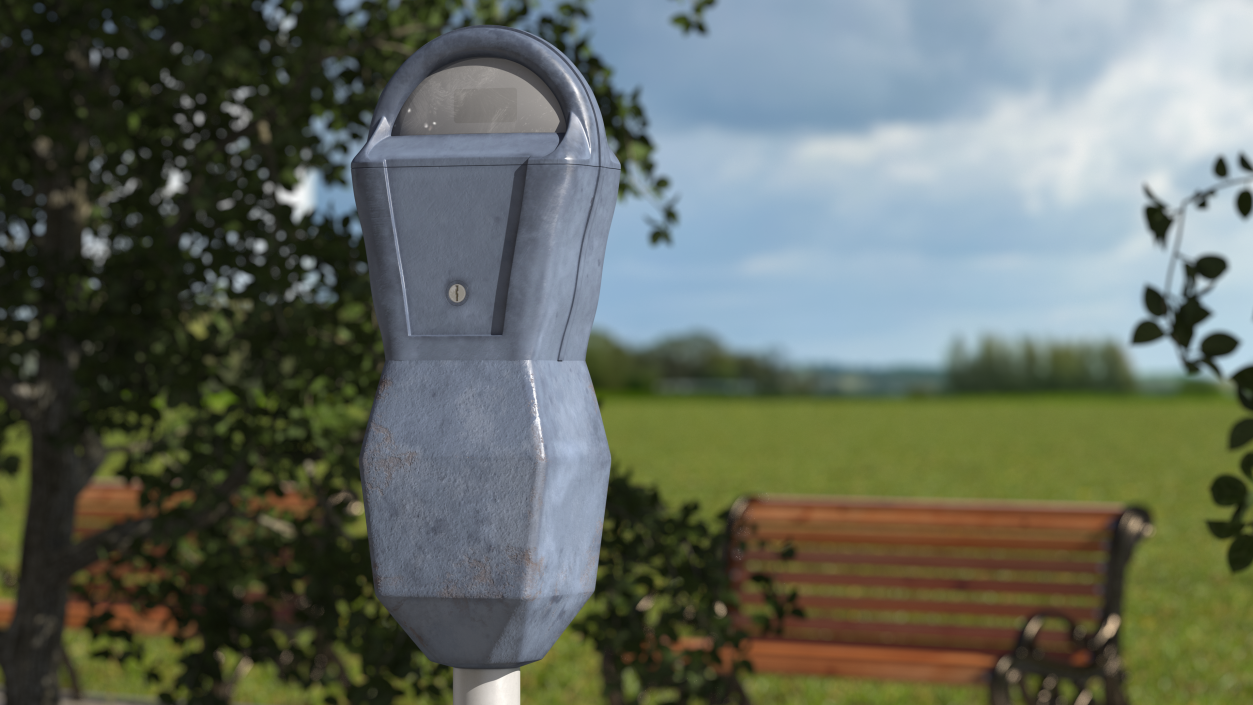 Digital Parking Meter with Sign Dirty 3D