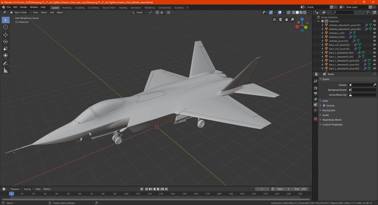 3D model Shenyang FC 31 Jet Fighter Exterior Only