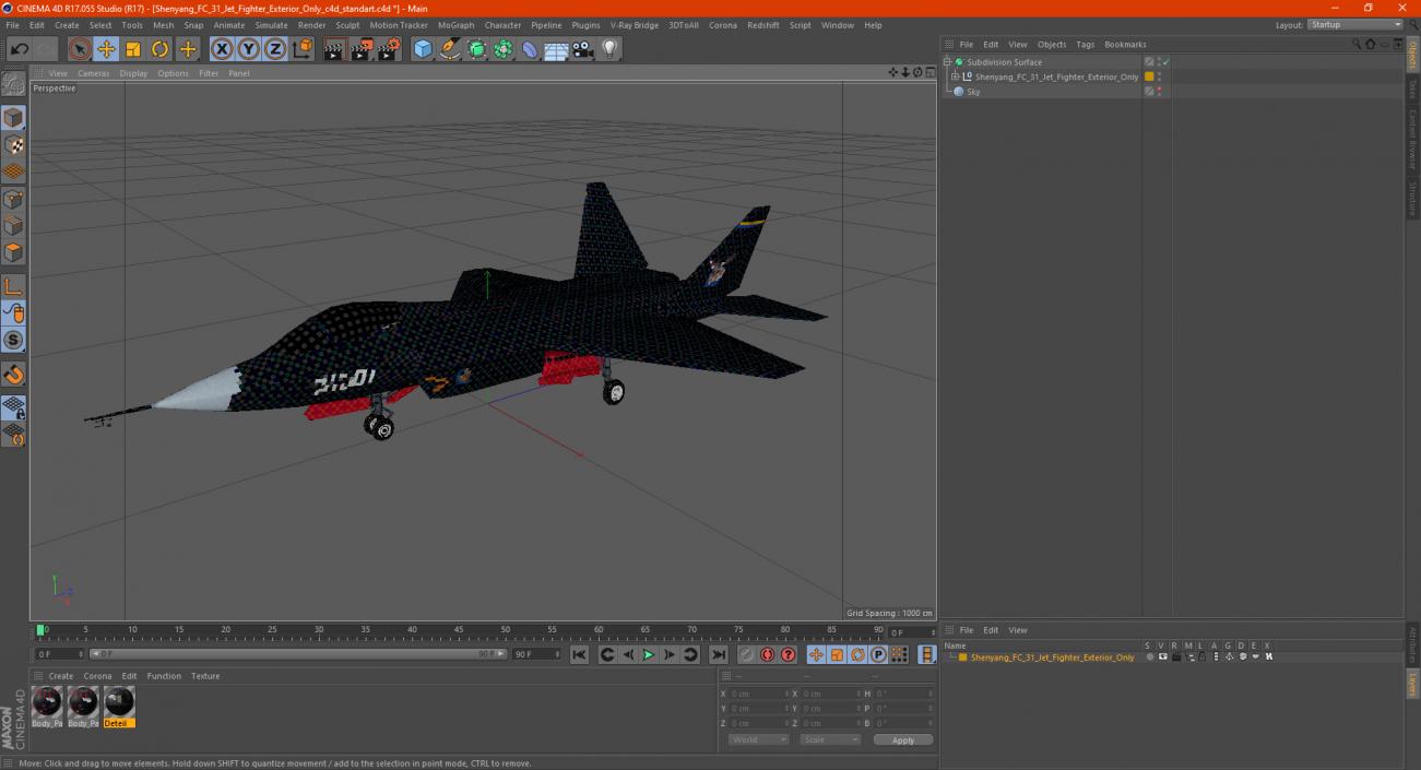 3D model Shenyang FC 31 Jet Fighter Exterior Only