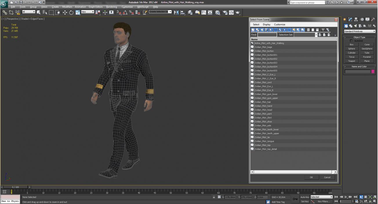 3D model Airline Pilot with Fur Walking