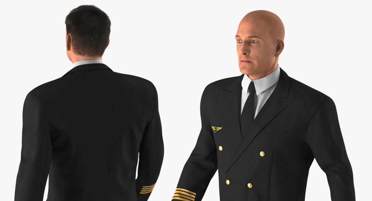 3D model Airline Pilot with Fur Walking