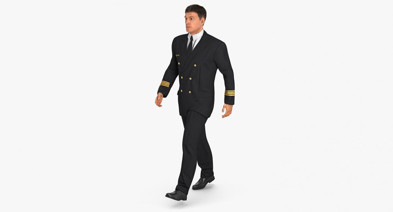 3D model Airline Pilot with Fur Walking