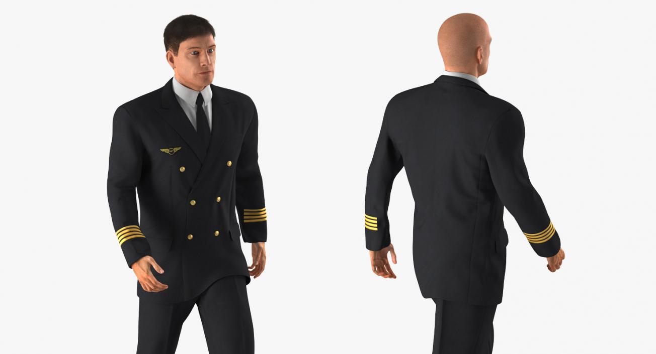 3D model Airline Pilot with Fur Walking