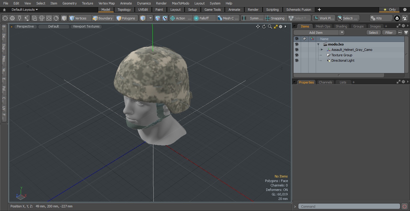 Assault Helmet Gray Camo 3D model