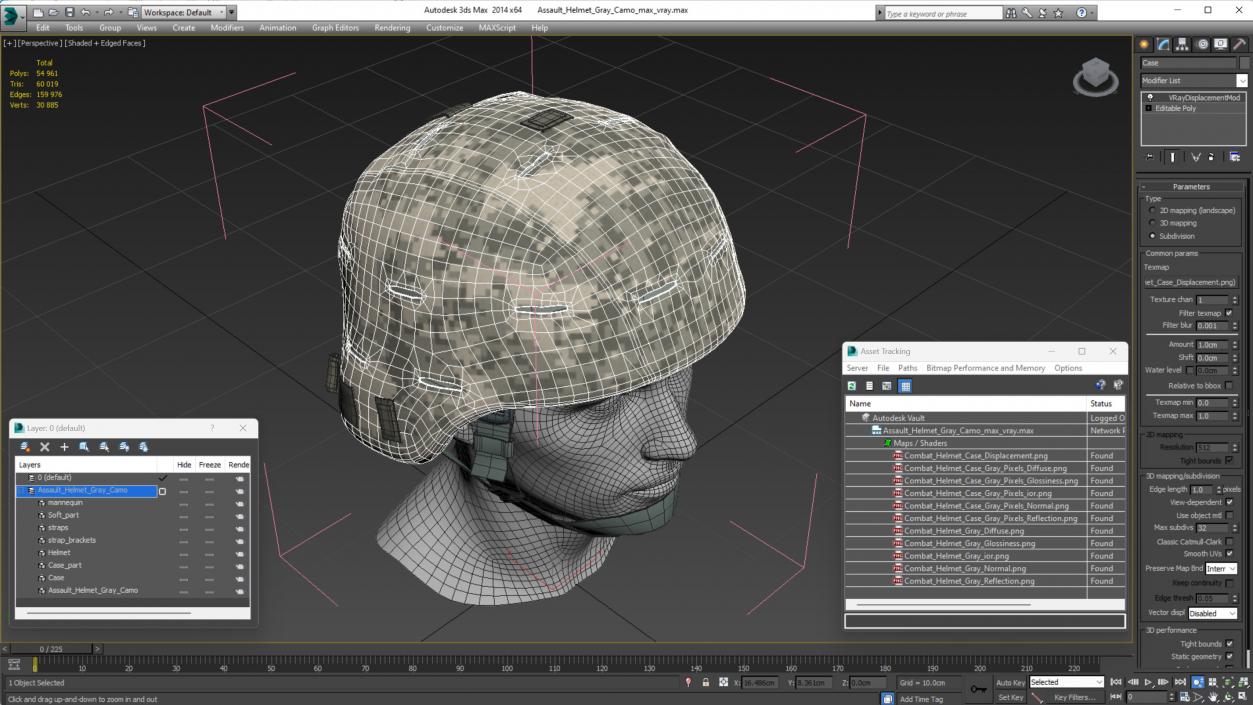 Assault Helmet Gray Camo 3D model