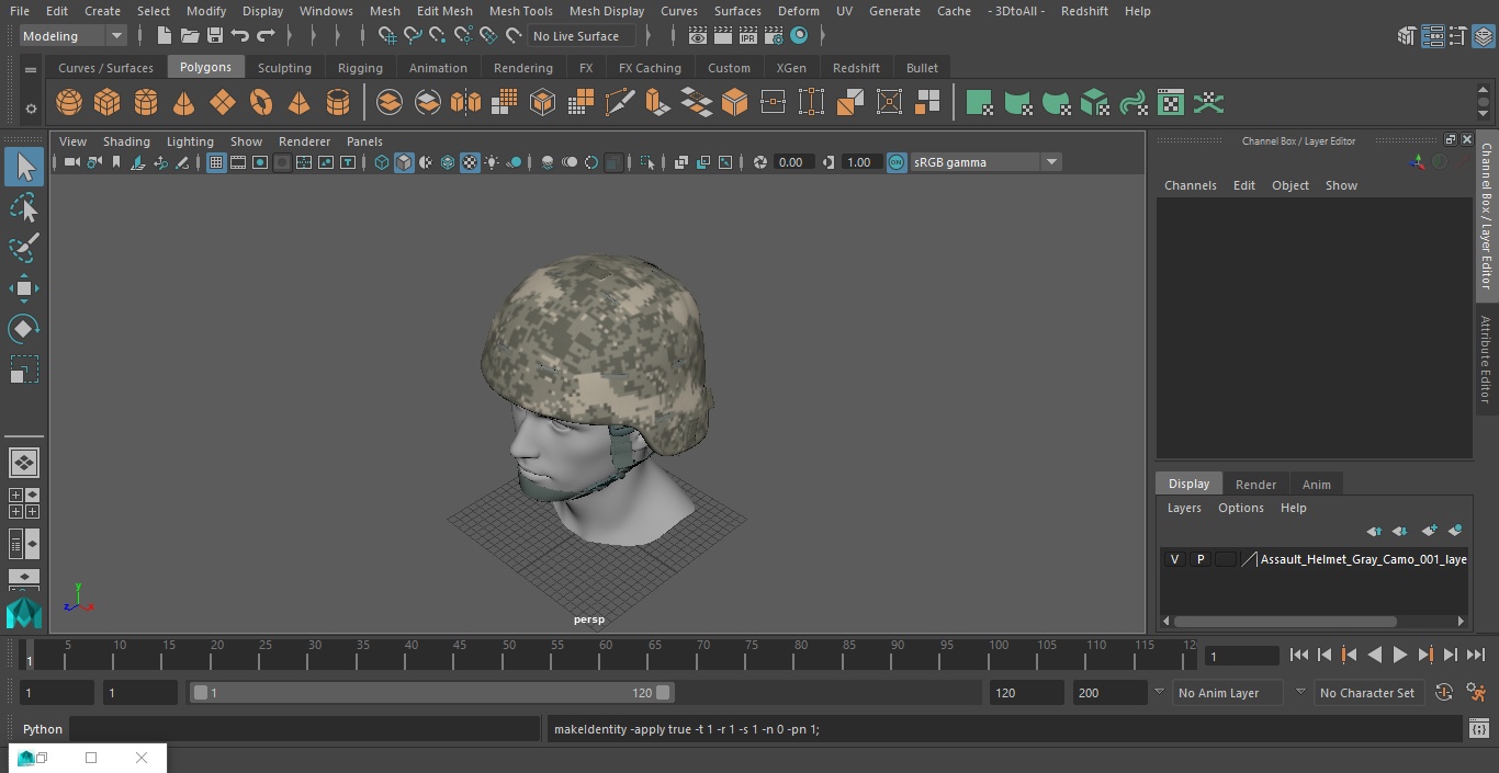 Assault Helmet Gray Camo 3D model