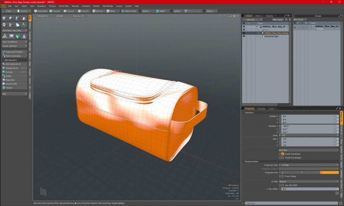 Athletic Shoe Bag Orange 3D model