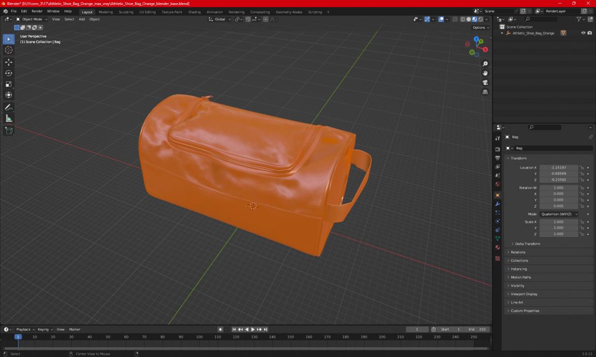 Athletic Shoe Bag Orange 3D model