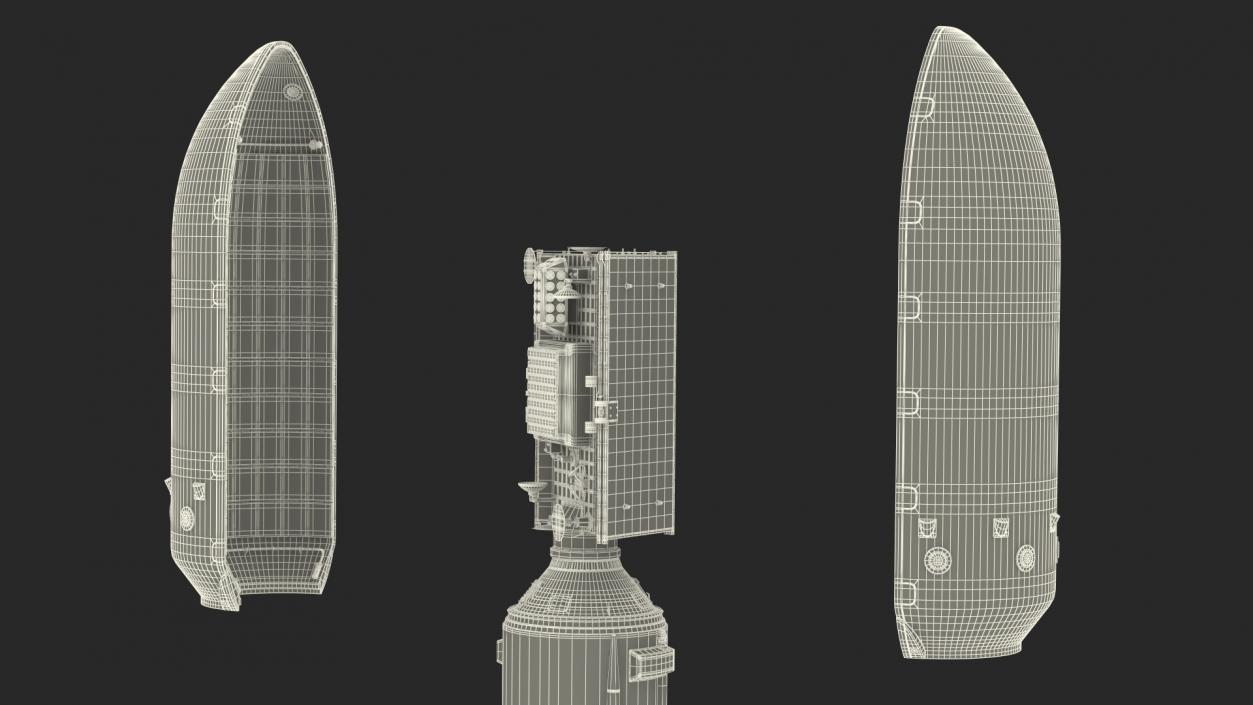 Space Rocket with Satellite Rigged 3D model