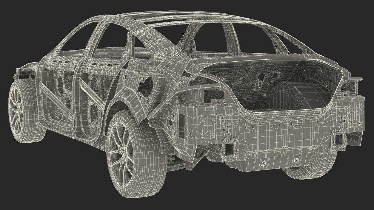 3D Car Frame with Suspension and Wheels